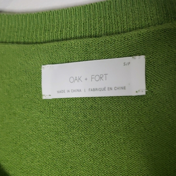 OAK + FORT Green Button-Up Short Sleeve Cardigan Small - Picture 3 of 9